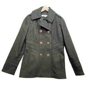 Kenneth Cole New York Women's Double-Breasted Wool Peacoat Size 6 Olive Green